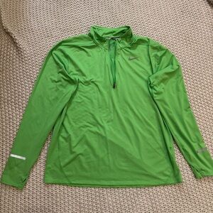 Nike Dri Fit 1/2 Zip Green Long Sleeve Running Shirt, Size XL